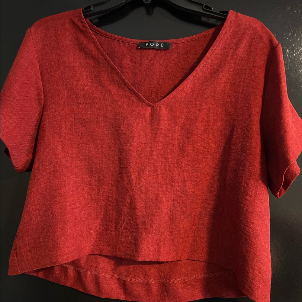Women's Redish/Burnt Orange V-Neck Top
